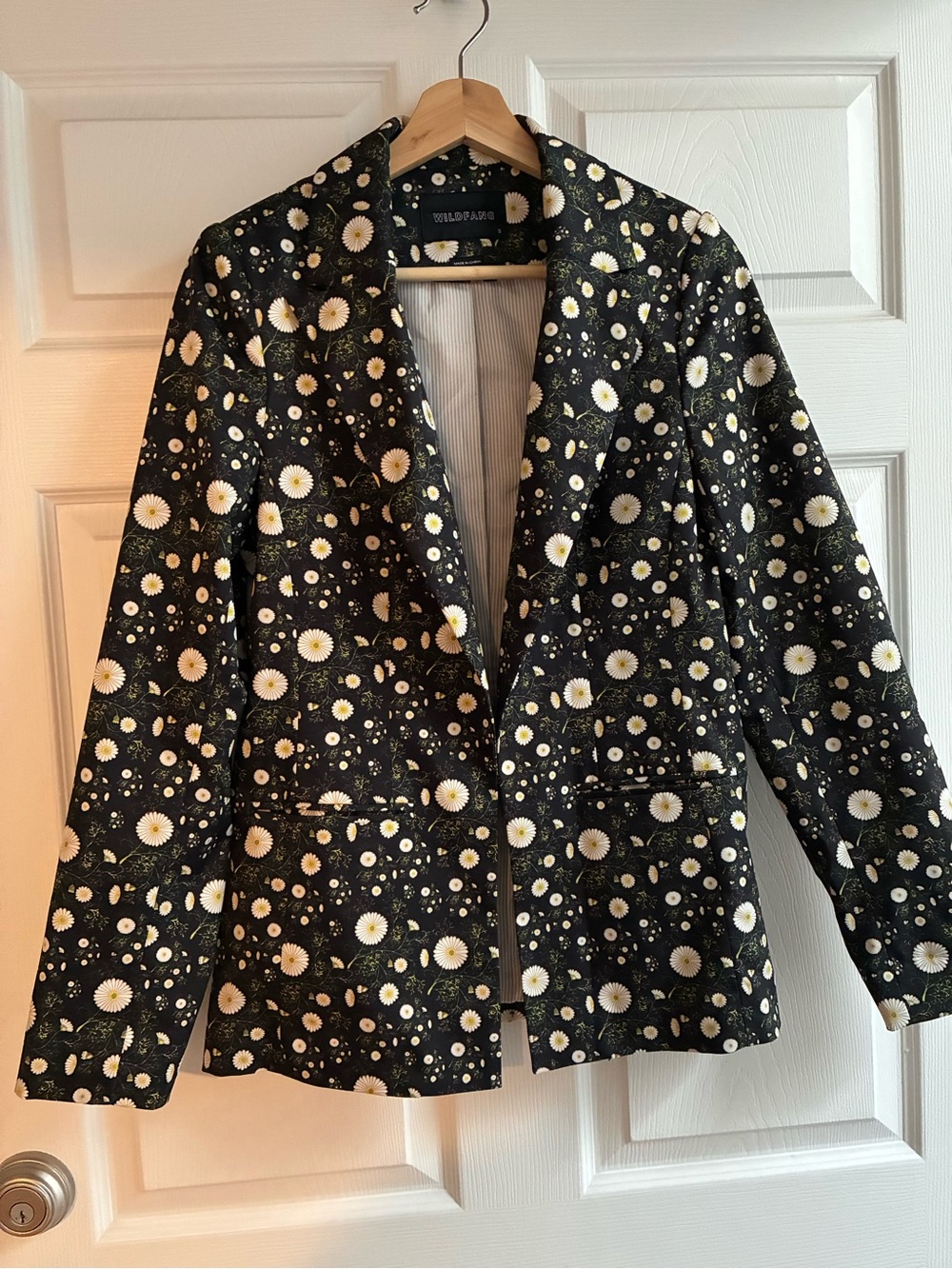 Wildfang Black Floral Daisy Blazer